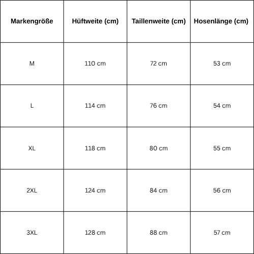 Size Guide for Beige jorts