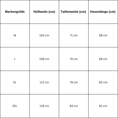Size Guide for Grey jorts