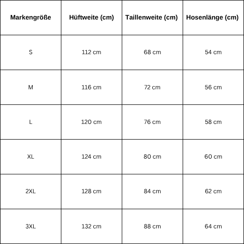 Size Guide for Jorts star