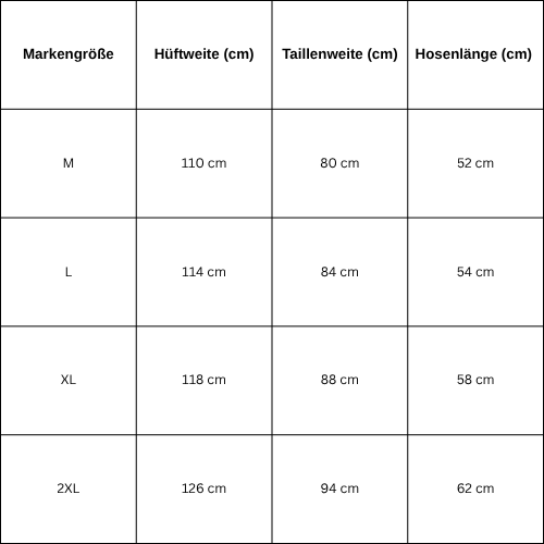 Size Guide for Printed jorts